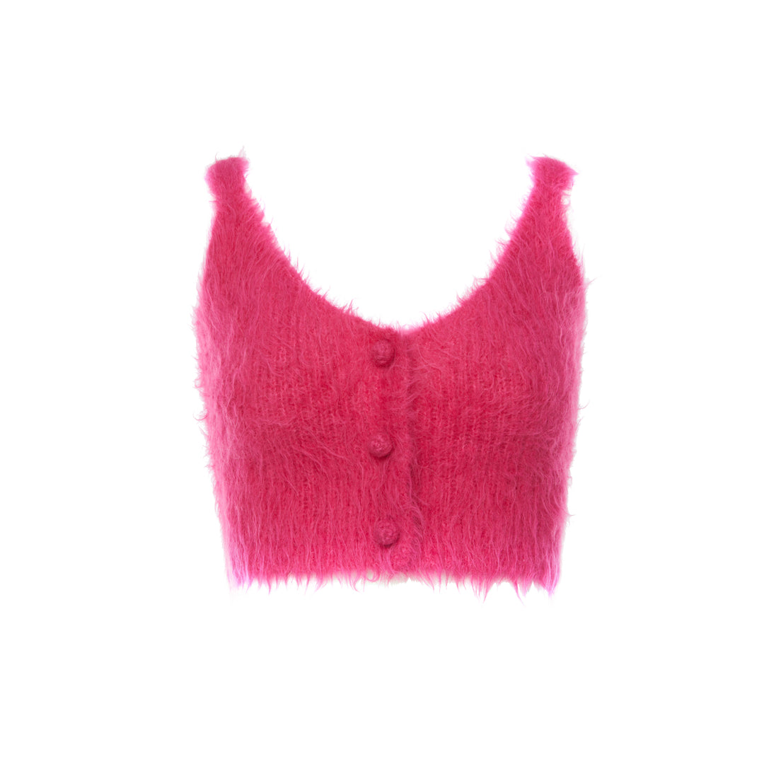 Rocha Roma Alpaca Knitted Lace Vest Pink