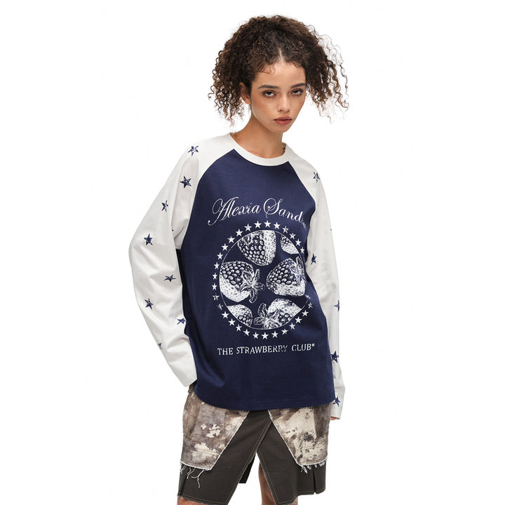 Alexia Sandra Strawberry Star Printed Raglan L/S Tee