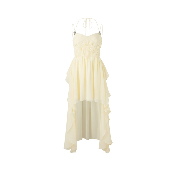 Diana Vevina Irregular Lace Sling Long Dress