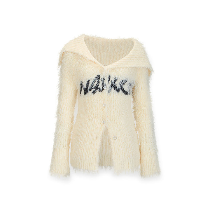 NotAwear Logo Embroidery Faux Mink Sweater Cream - Mores Studio