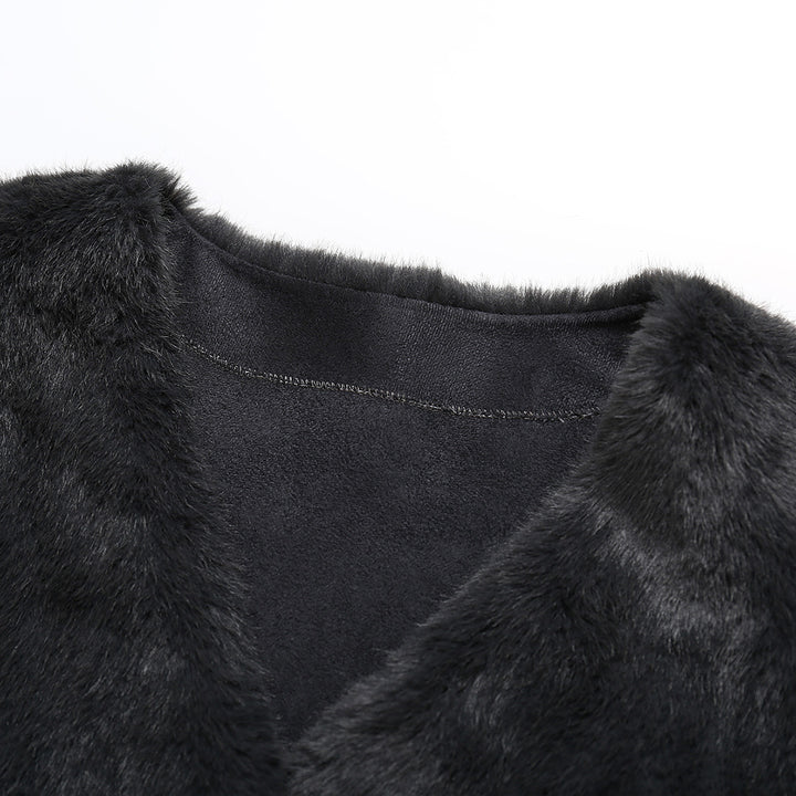 SomeSowe Fluffy Faux Mink Oversized Coat Dark Grey - Mores Studio