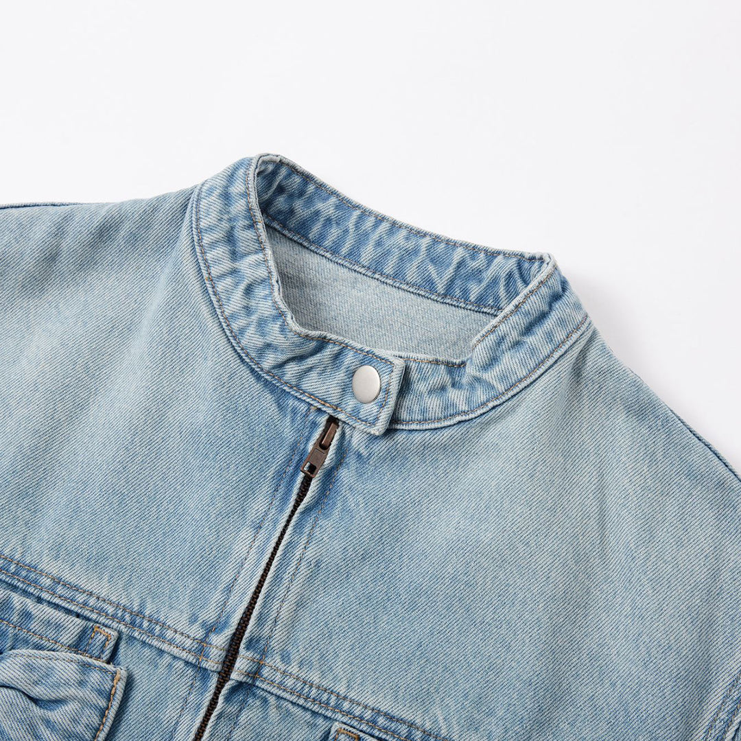 SomeSowe 3D Bow Locomotive Denim Jacket Blue