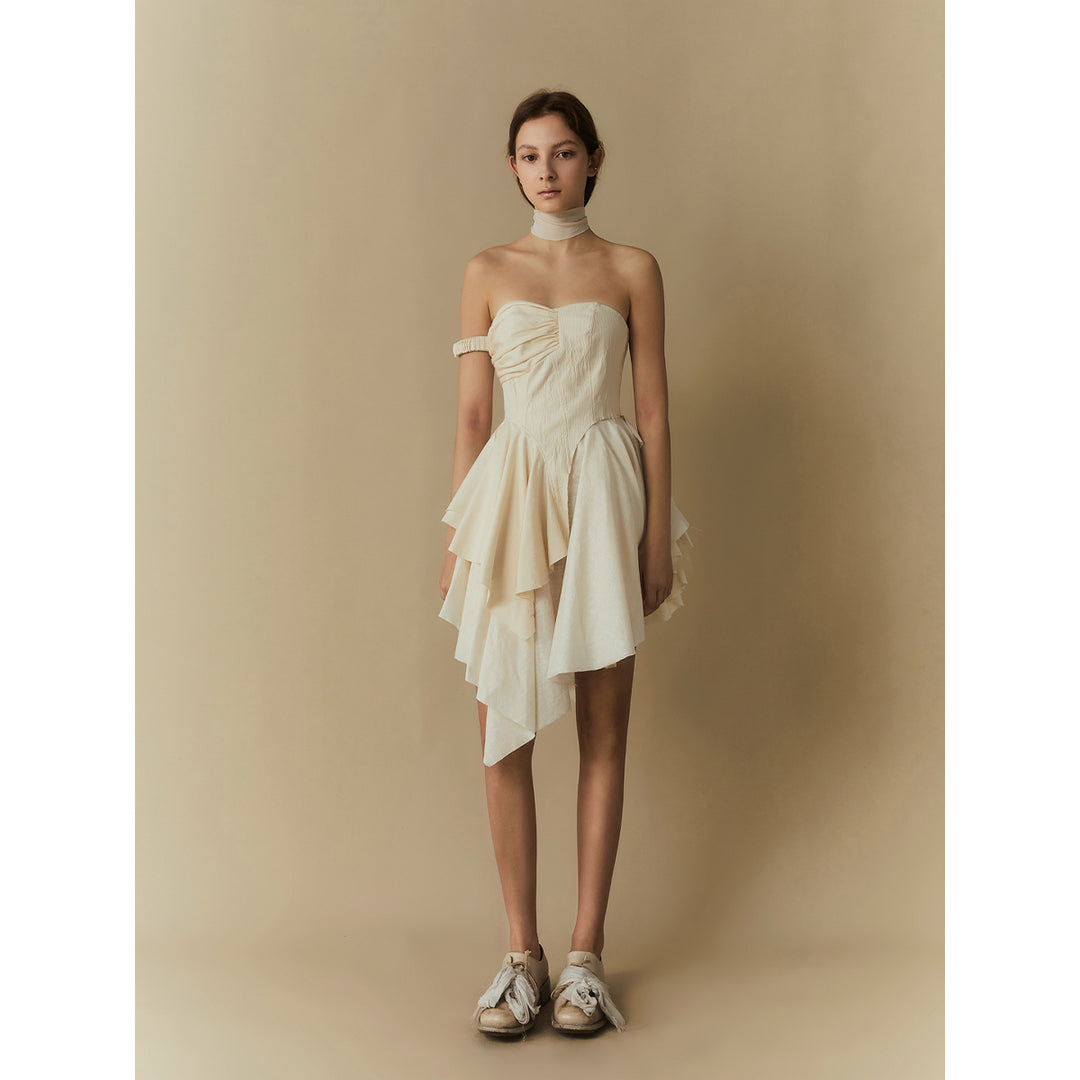 Elywood Bandeau Short Dress White - Mores Studio