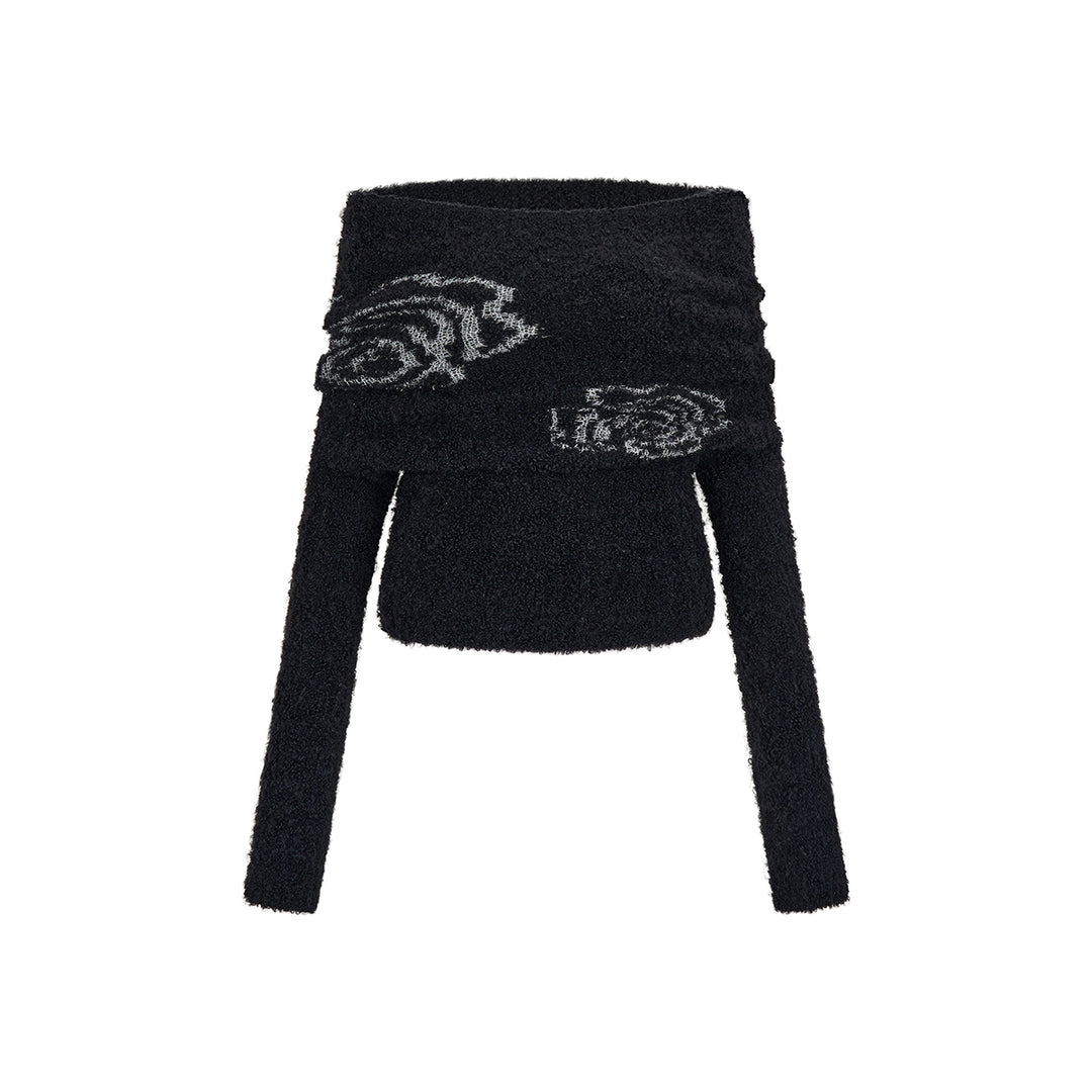 Via Pitti Silver Thread Rose Versatile Knit Sweater Black - Mores Studio