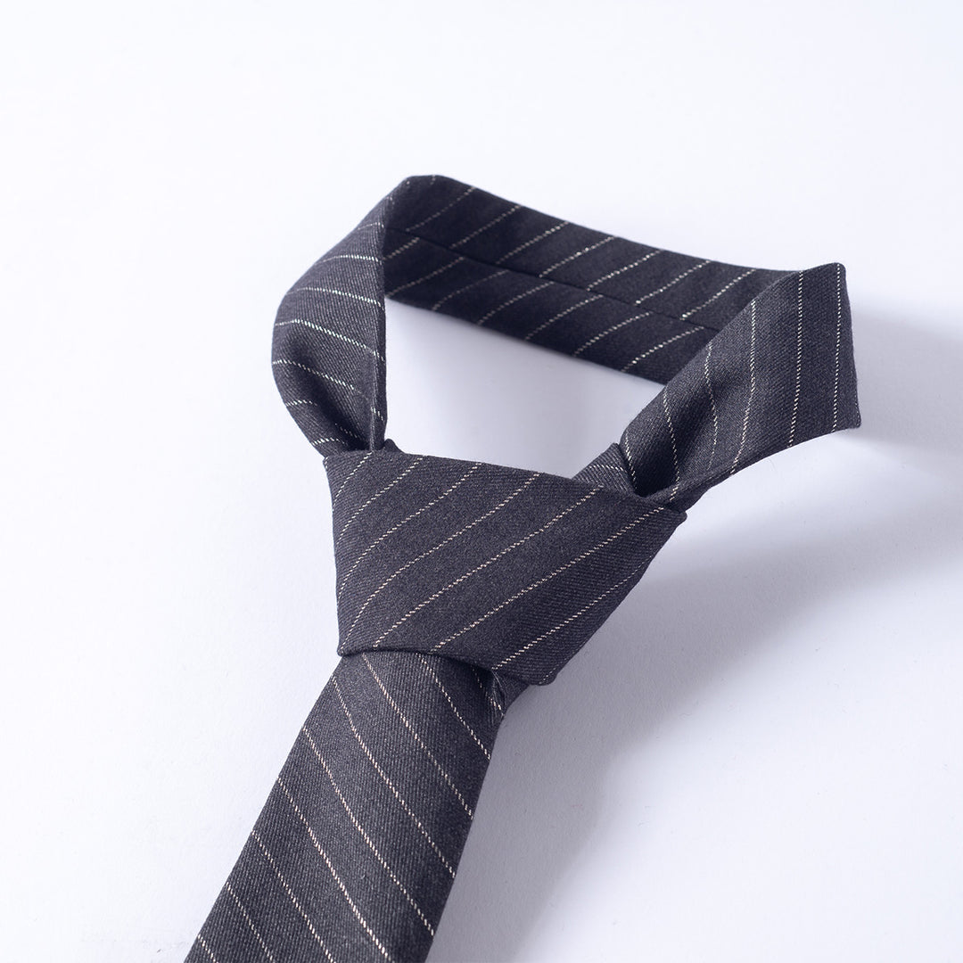 Three Quarters Logo Classic Silver Thread Striped Tie - Mores Studio