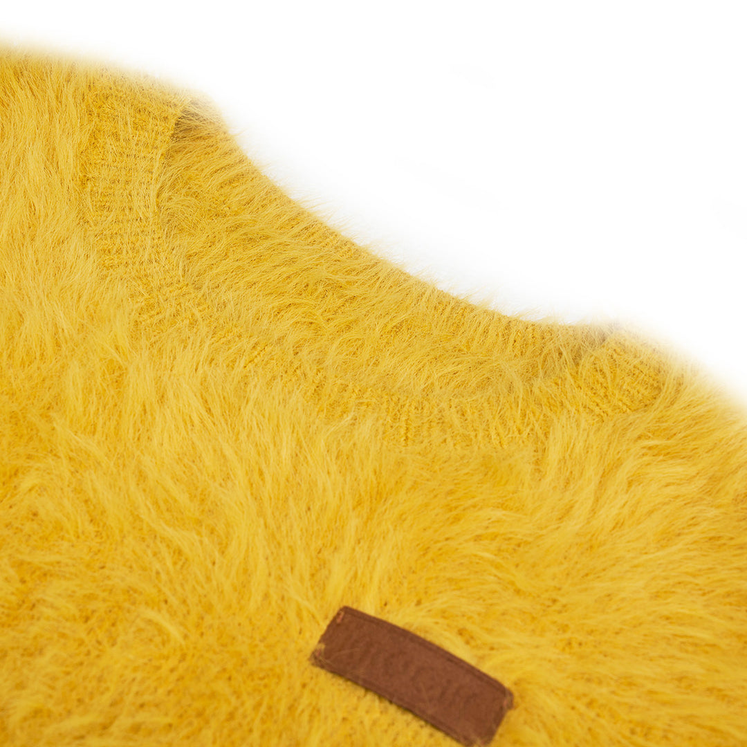 Kroche Imitated Marten Fur Short Sweater Ginger Yellow - Mores Studio