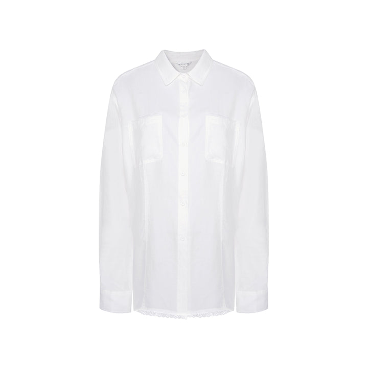 Kroche Lace Patchwork Oversize Shirt White