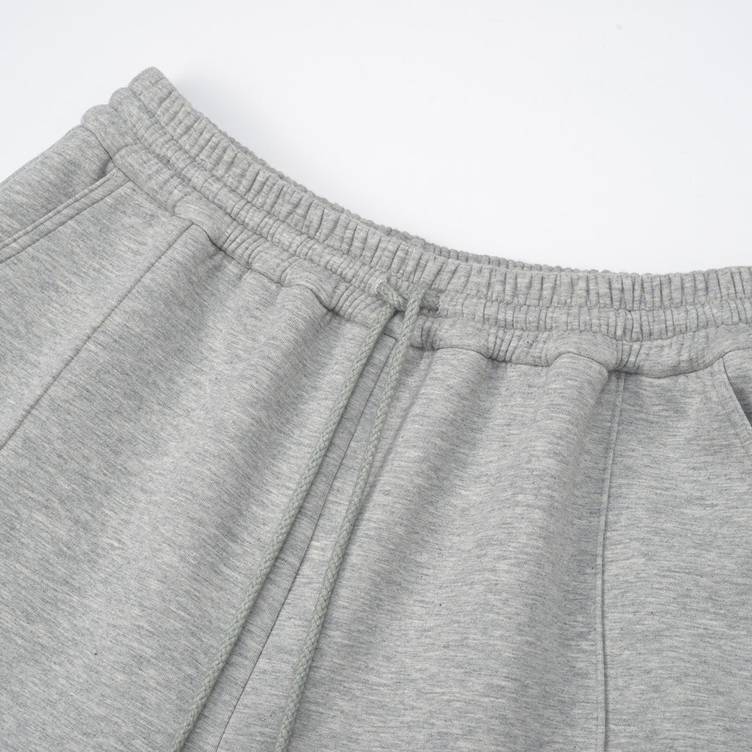 Three Quarters Stretch Loose Fleece-Lined Sweatpants Gray