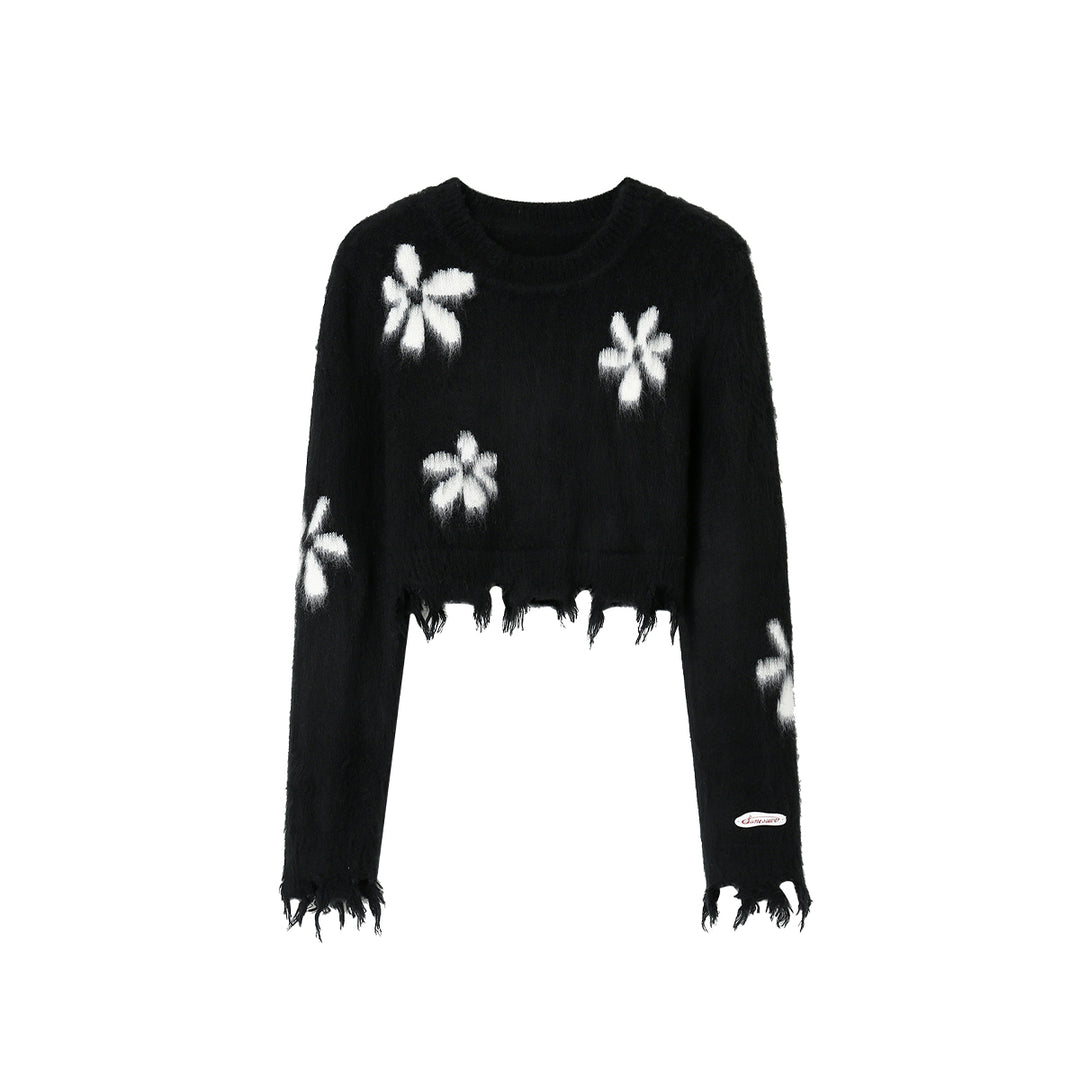 SomeSowe Destroy Tassel Flower Short Sweater - Mores Studio