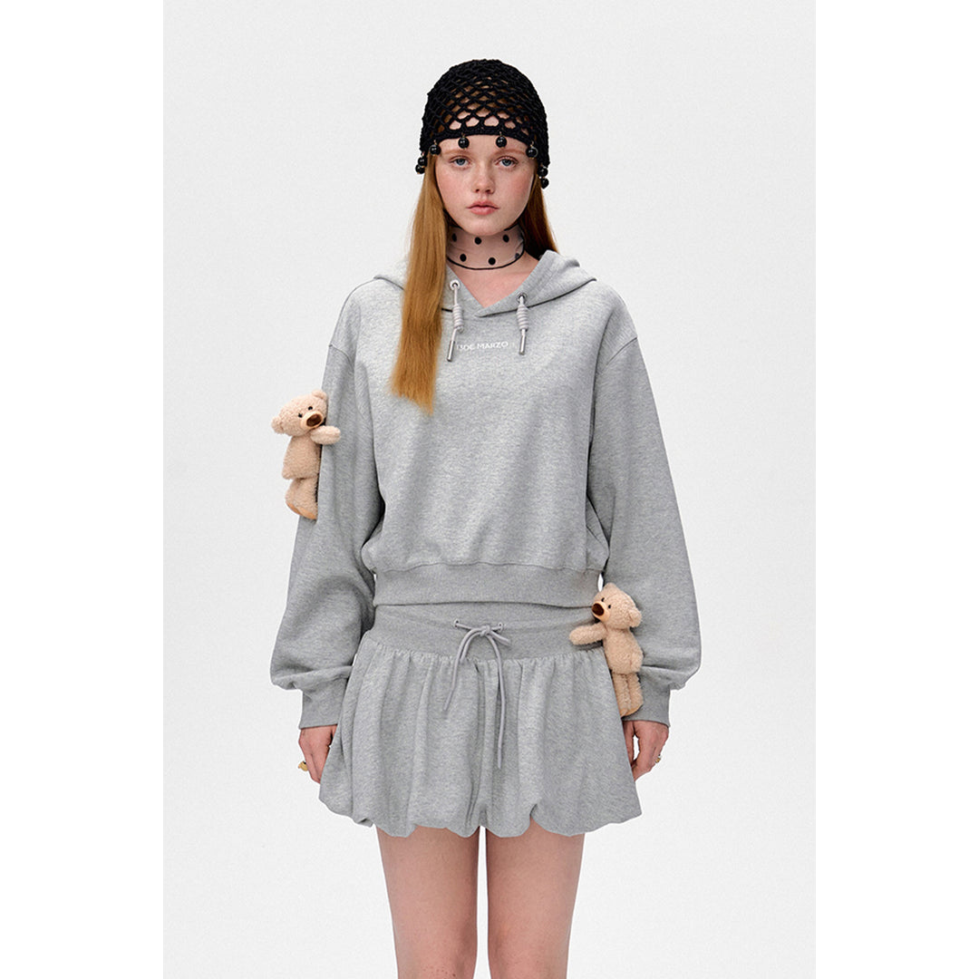 13De Marzo Doozoo Embroidery Logo Short Hoodie Gray