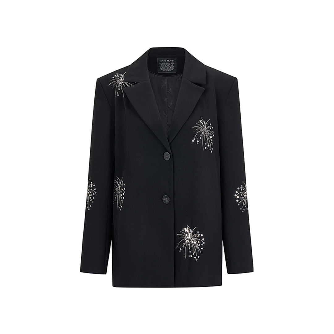 Anno Mundi Embroidery Fireworks Bloom Casual Suit Jacket Black