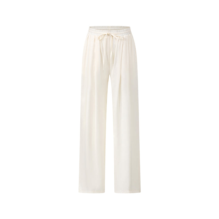 MacyMccoy Ice Silk Drawstring Wide-Leg Pants Off-White