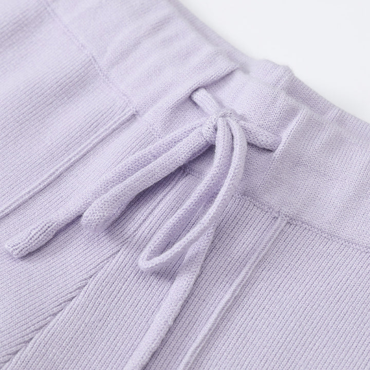 Three Quarters Oversized Straight-Leg Knit Pants Purple - Mores Studio