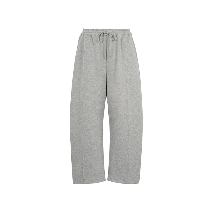 Three Quarters Stretch Loose Fleece-Lined Sweatpants Gray