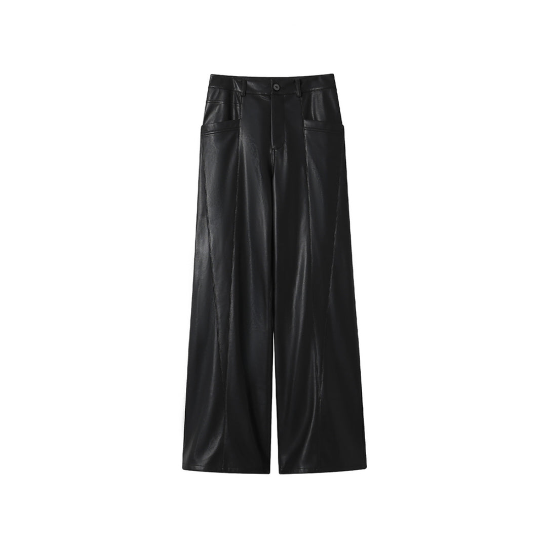 SomeSowe 3D Cutting Flare Leather Pants - Mores Studio