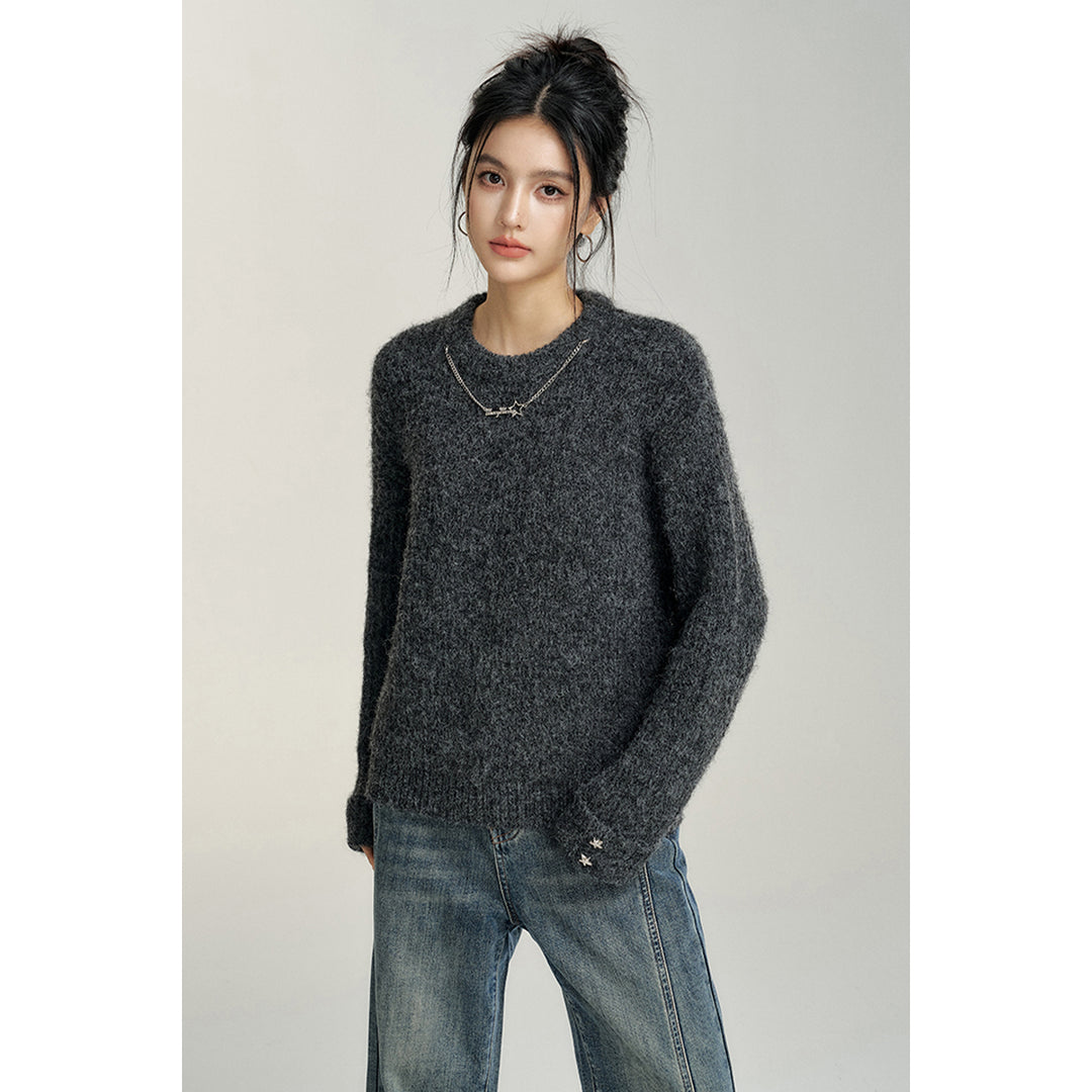 MacyMccoy Chain Loose Knit Sweater Gray