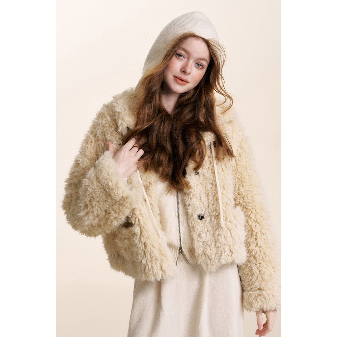 Kroche Curly-Fur Teddy Short Thicken Jacket