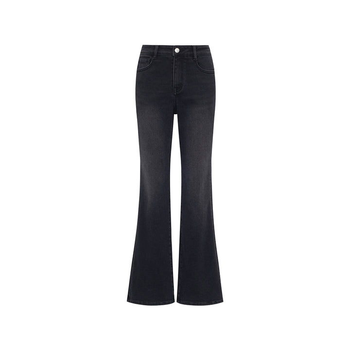 Three Quarters Stretch Brushed Fleece-Lined Flare Jeans