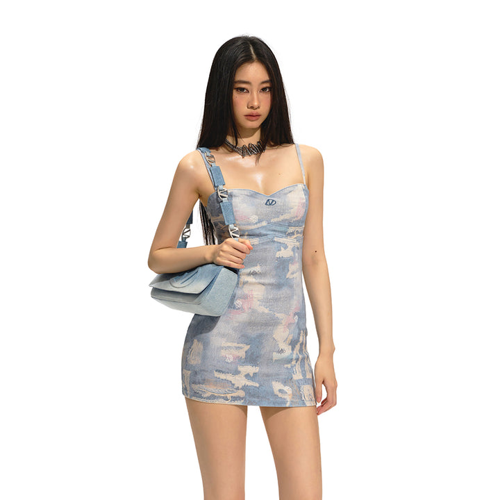 NAWS Digital Print Slim-Fit Slip Dress