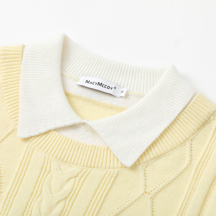 MacyMccoy Fake-2-Piece Frayed Edge Sweater
