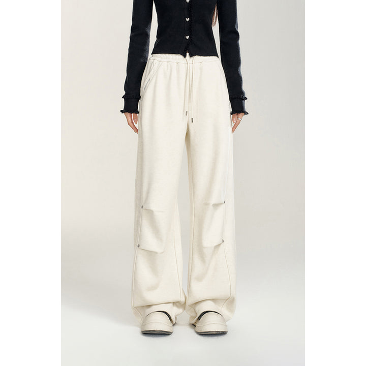 MacyMccoy Wrinkle Wide-Leg Fleece-Lined Pants White