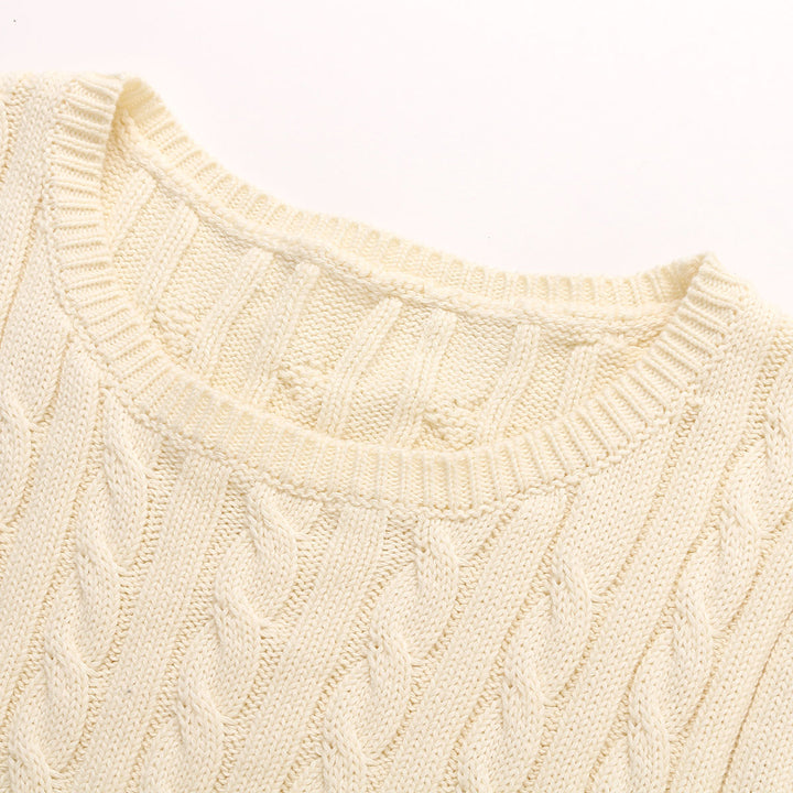 Wildshadow Heart Embroidery Twisted Knit Top Cream - Mores Studio