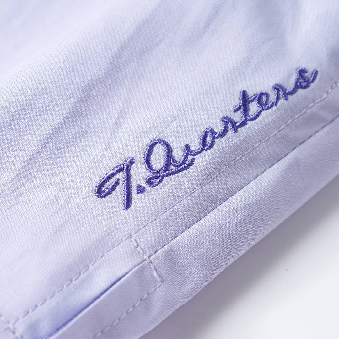 Three Quarters Logo Embroidery Shorts Purple - Mores Studio