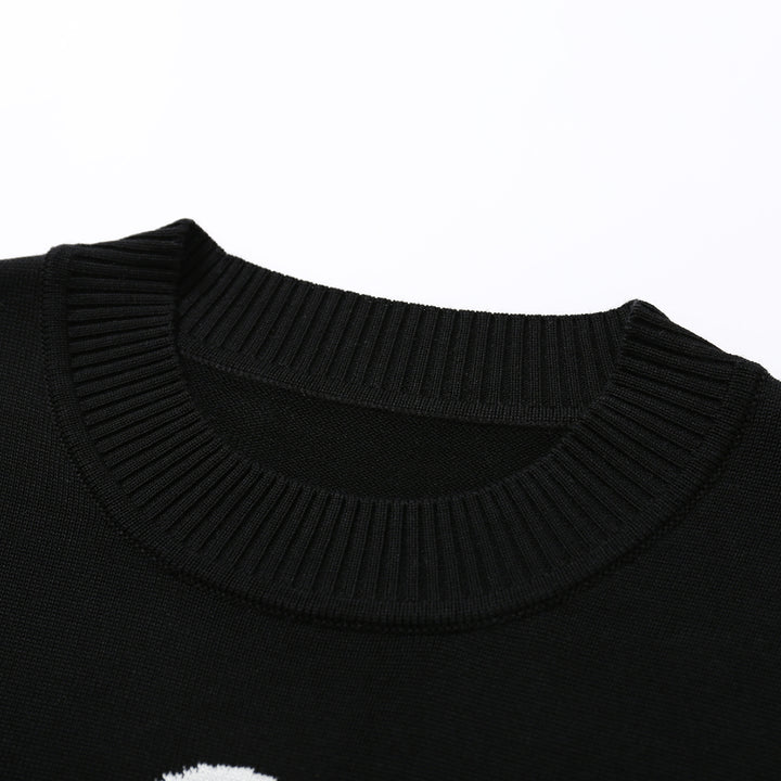 SomeSowe Spotted Puppy Print Knit Top Black