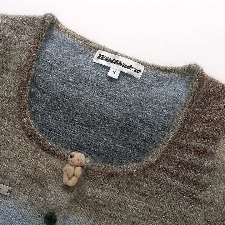 Wildshadow Teddy Bear Gradient Faded Knit Crop Top - Mores Studio