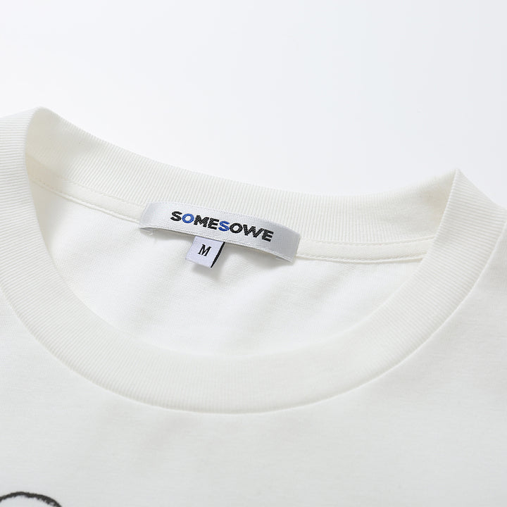 SomeSowe Lace Edge Love Short Sleeved T-Shirt White
