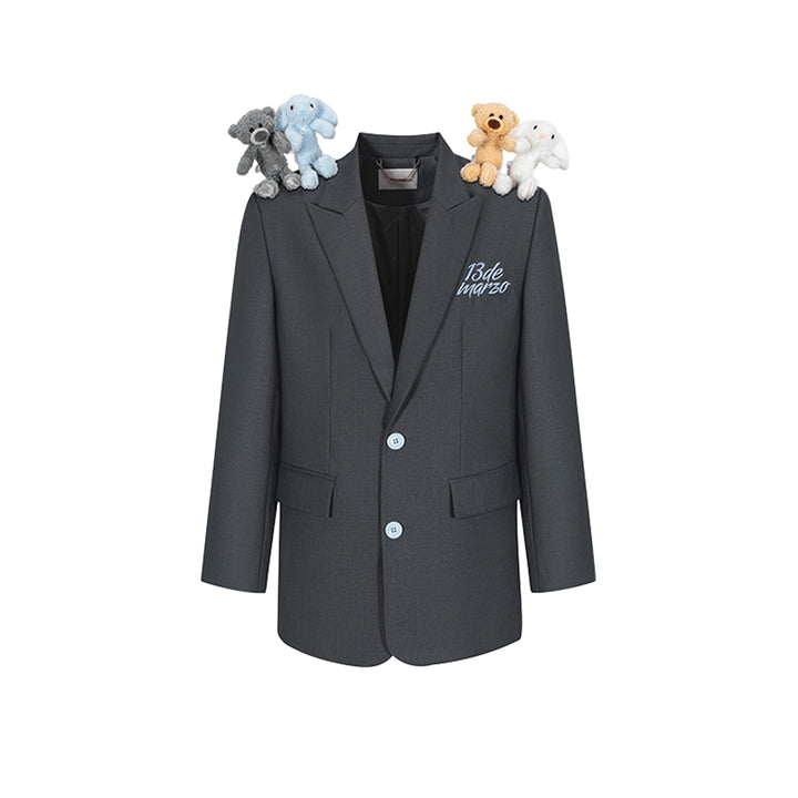 13De Marzo Plush Bear Friends Suit Jacket Gray