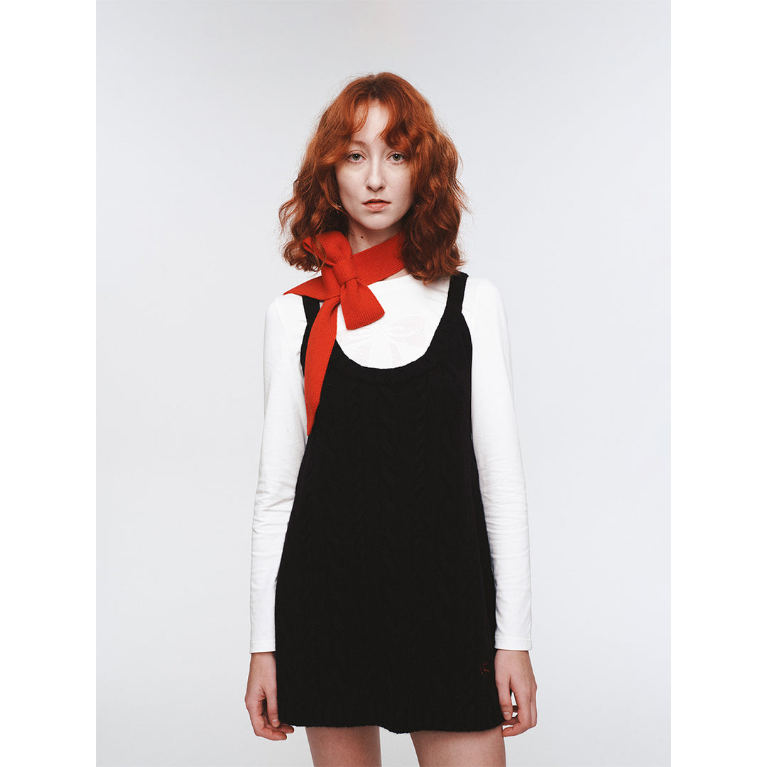 Herlian Twist A-Line Knitted Vest Dress Black