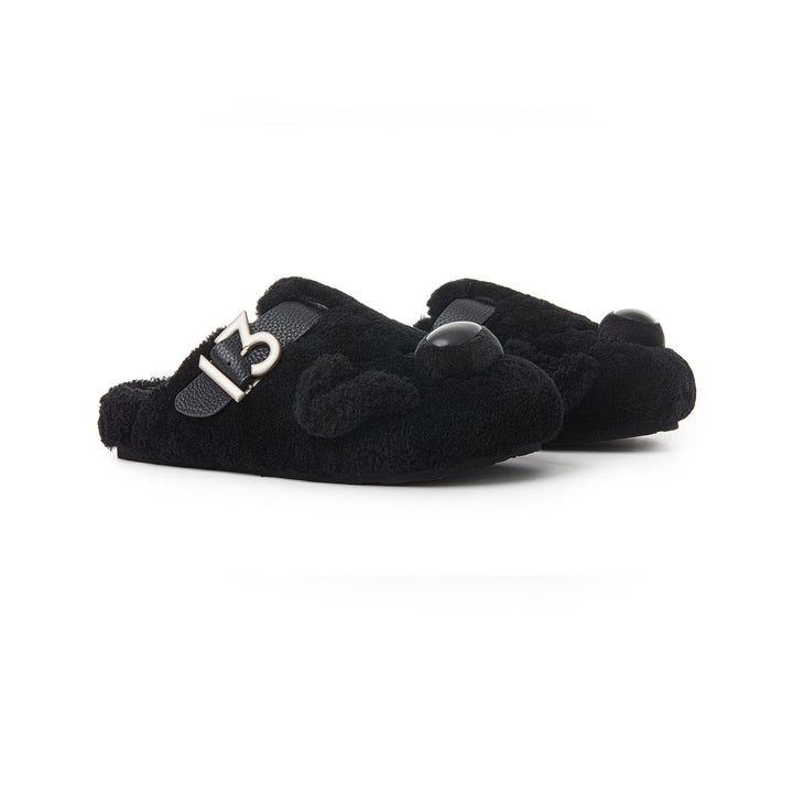 13De Marzo Bear Fleece Slip On Birkenstock Black