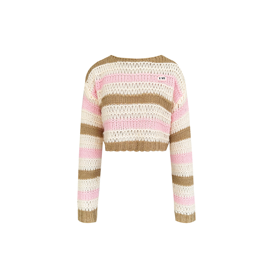 Kroche Color Blocked Hollow Knitted Sweater - Mores Studio