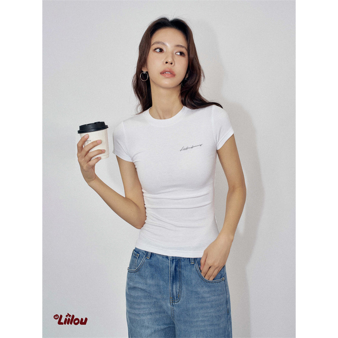 Liilou Clean-Fit Basic Slim T-Shirt Top White