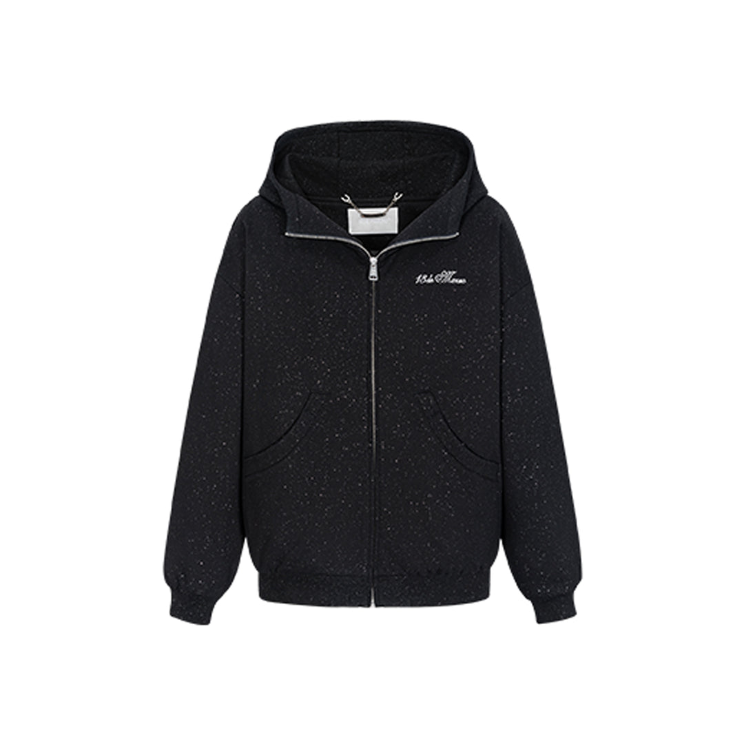 13De Marzo Sparkly Bear Zip Up Casual Hoodie Black