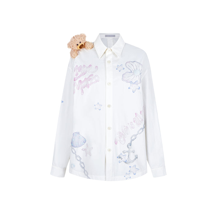 13De Marzo Doozoo Graffiti Loose Shirt Jacket White