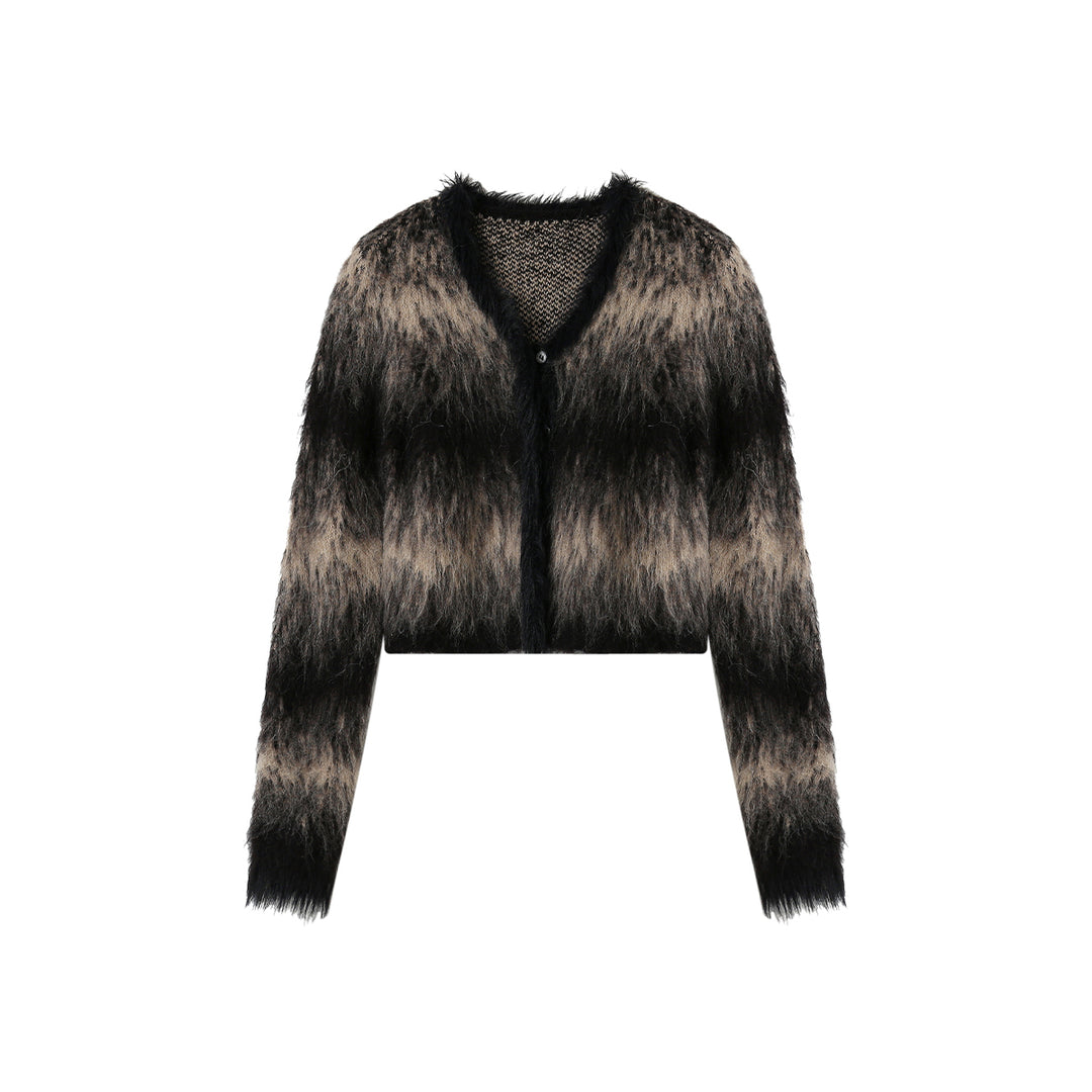 SomeSowe Gradient Pulled Fur Woollen Cardigan - Mores Studio