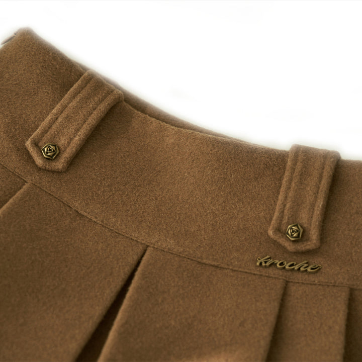 Kroche Vintage Woolen Plated Skirt - Mores Studio