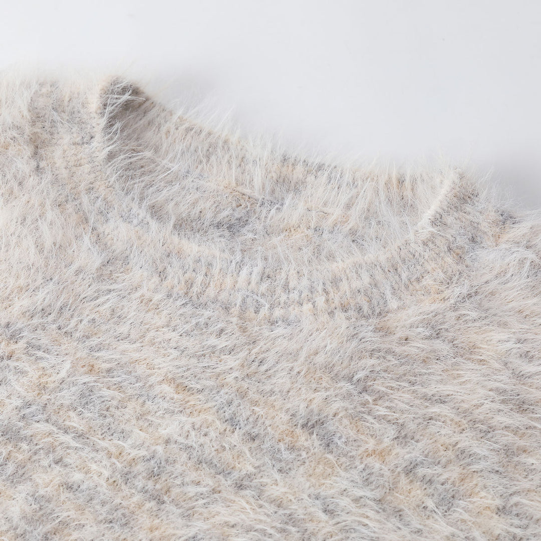 Three Quarters Blending Furry Sweater Grey - Mores Studio