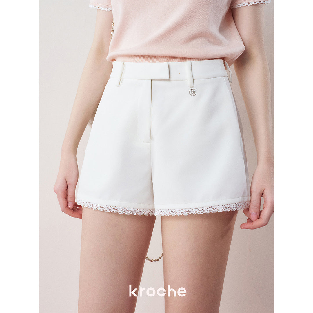 Kroche Lace Edge Suit Short White