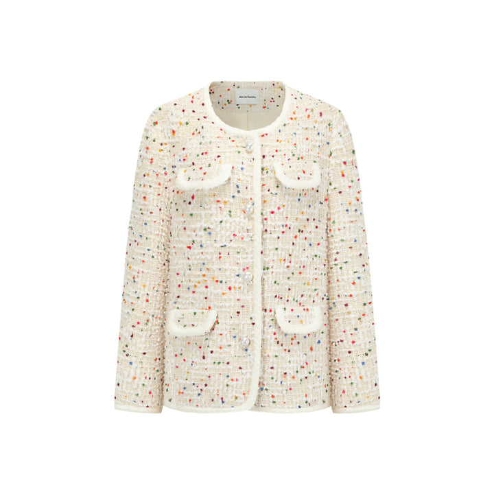 Alexia Sandra Rainbow Sprinkle Dots Tweed Jacket - Mores Studio