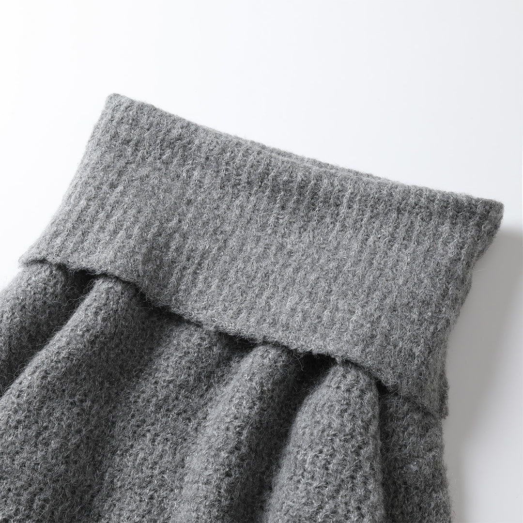Three Quarters Woolen Off-Shoulder Sweater Grey