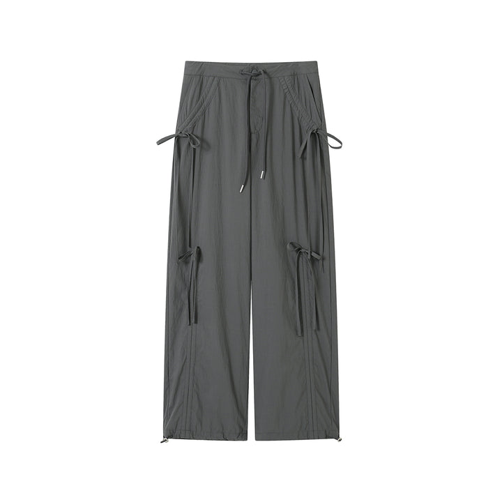 SomeSowe Bow Drawstring Cargo Pants Gray