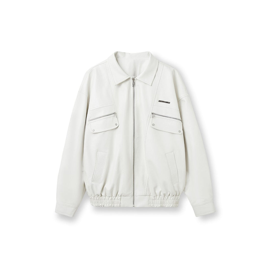NotAwear Vintage Zipper Leather Jacket White - Mores Studio