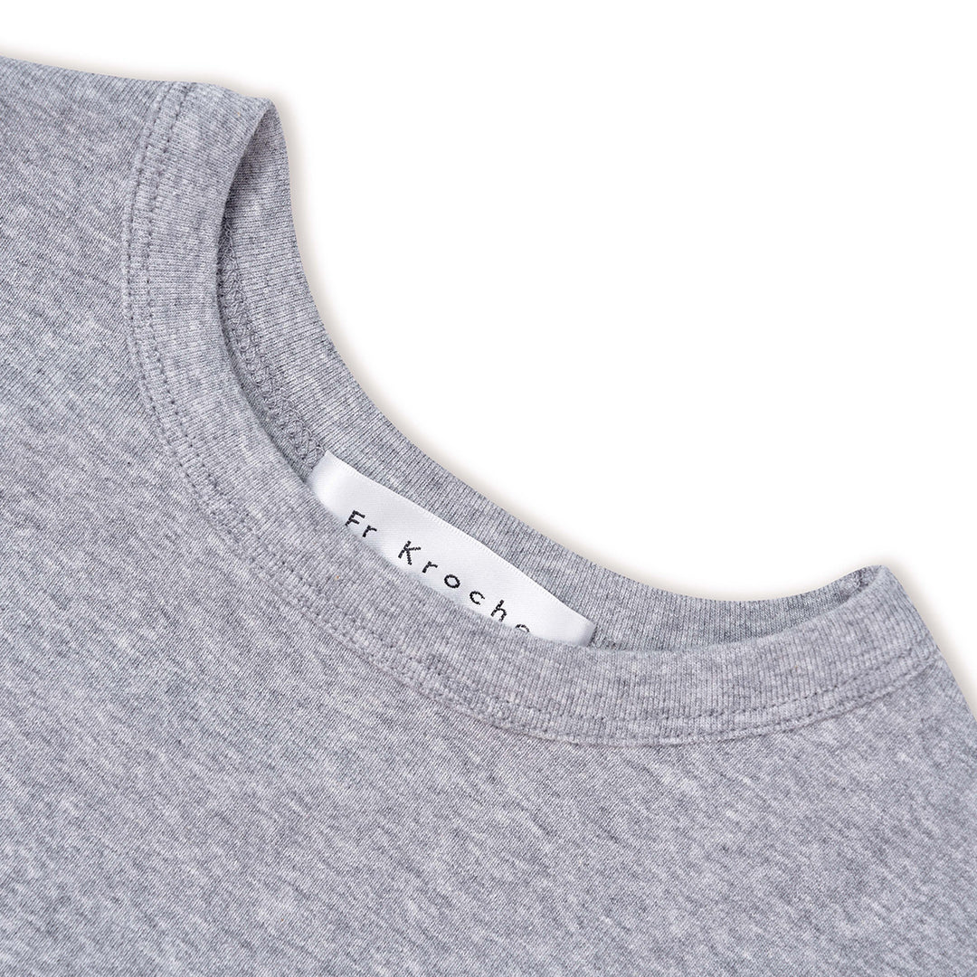 Kroche Lace Sleeve Clean Fit Logo Slim Fit Top Grey