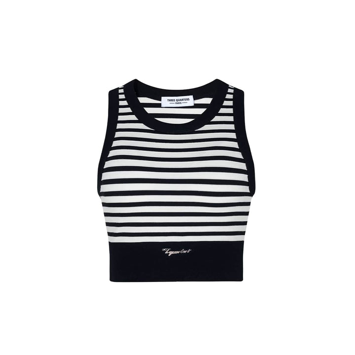 Three Quarters Striped Contrast Sports Vest Top - Mores Studio