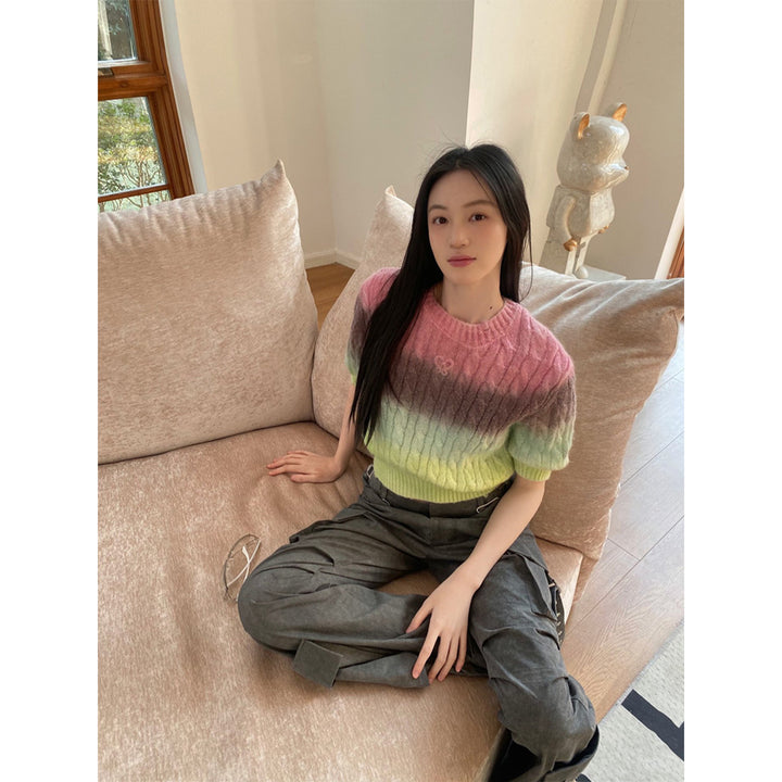 Fordare Fluffy Rainbow Knit Top