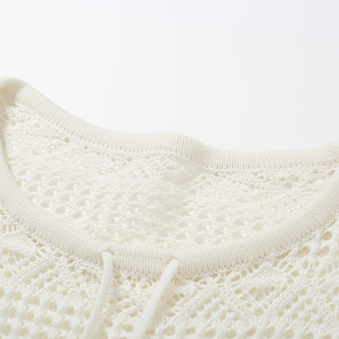 SomeSowe Crochet Hollow Out Knit Sweater Cream