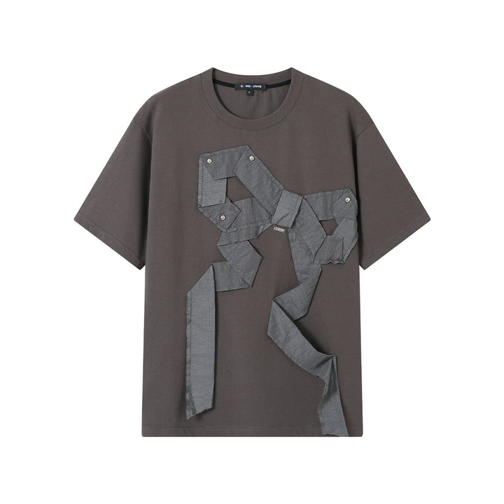 SomeSowe Rivet Bow Loose T-Shirt Dark Grey